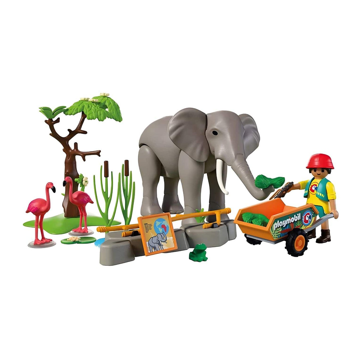 Playmobil 72068 Elefante com tratador com cenário de zoo e cuidados aos animais