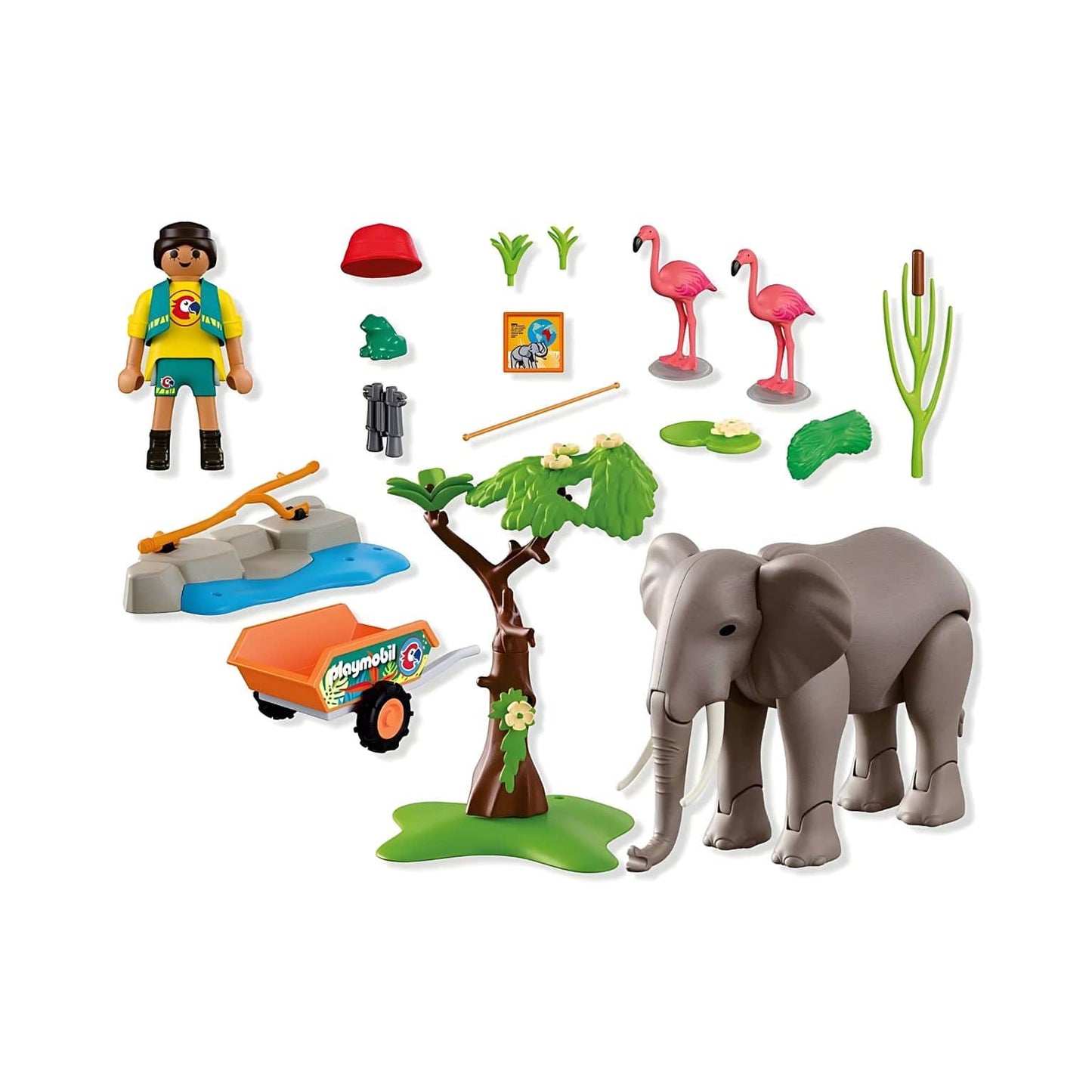 Playmobil 72068 Elefante com tratador com cenário de zoo e cuidados aos animais