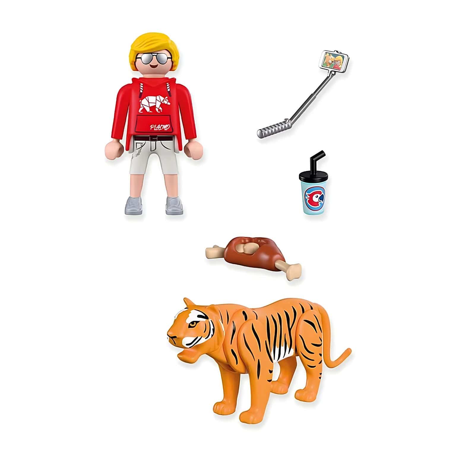 Playmobil 72089 Zoo Tigre e visitante com cena de observação no jardim zoológico
