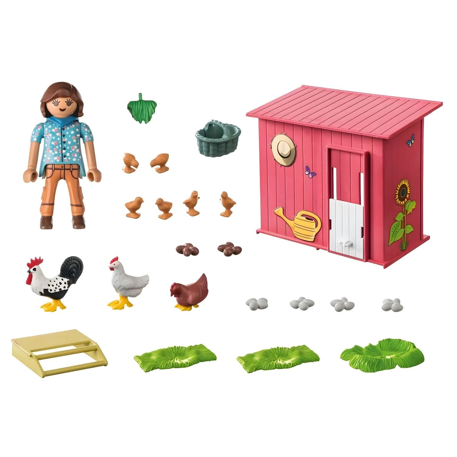 Playmobil Country 71308 Galinheiro com figura infantil, galinhas, pintainhos e ovos numa quinta colorida