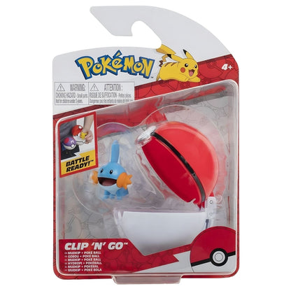 Pokémon Clip 'N' Go Mudkip & Poké ball roja y blanca para abrir