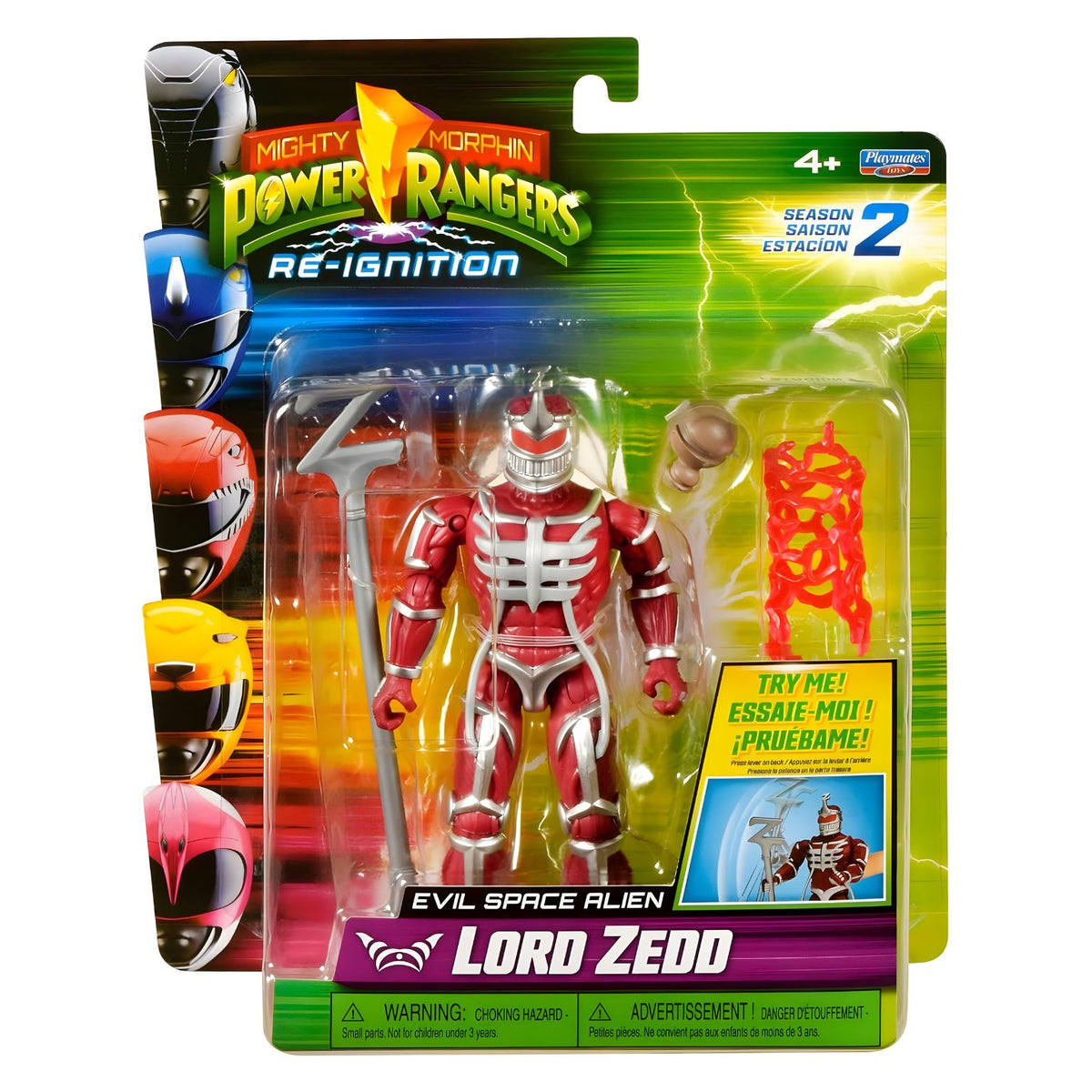Figura Power Rangers Lord Zedd da Playmates com armadura vermelha e prateada