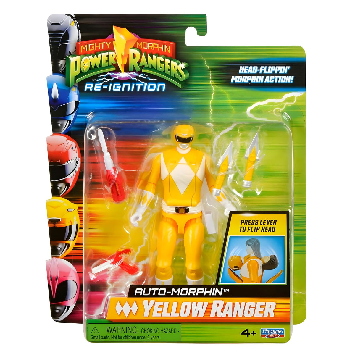 Figura Power Rangers Mighty Morphin Ranger Amarelo Auto-Morphin