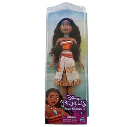 Muñeca Princesa Disney Vaiana con pelo largo, collar azul y conjunto inspirado en la película