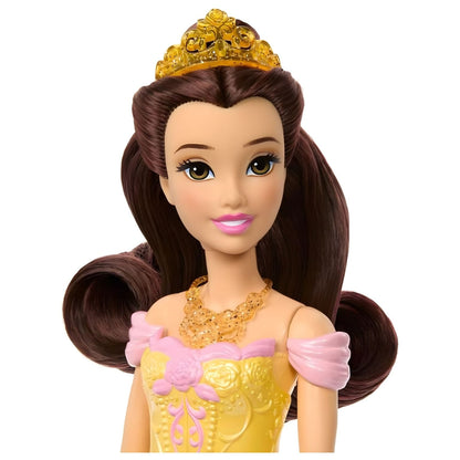Detalle de la Princesa Disney Bella con dos estilos para juegos de imitación