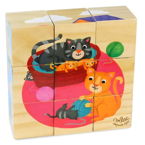 Puzzle em Cubos de Madeira - Animais