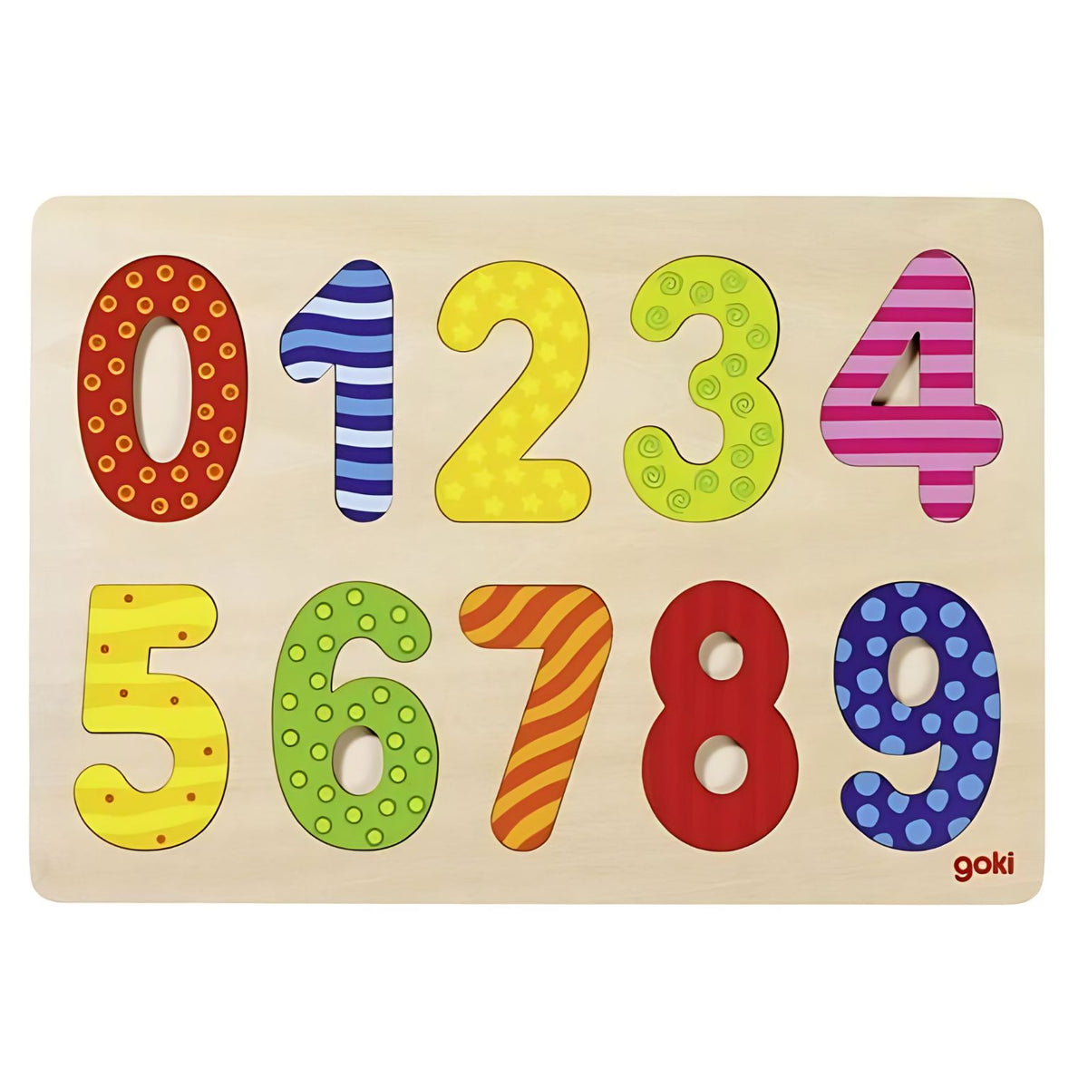 Puzzle de madeira com números de 0 a 9 para aprendizagem infantil