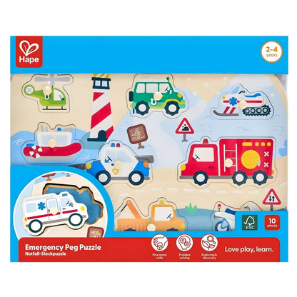 Puzzle de agarre Vehículos de emergencia Hape en vista principal