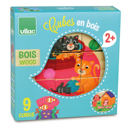 Puzzle em Cubos de Madeira - Animais