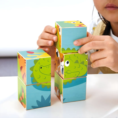 Cubos del Puzzle Animales Salvajes Hape para asociación visual