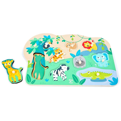 Puzzle Hape con animales salvajes y piezas con agarres
