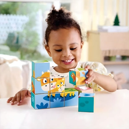 Puzzle en cubos Animales de la Granja Hape para apilar y combinar