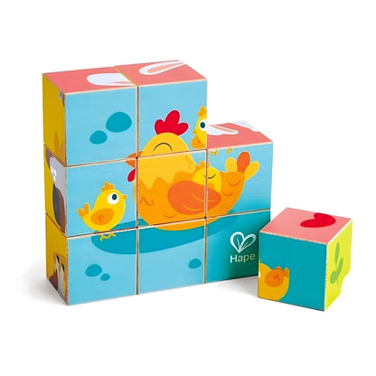 Puzzle Hape en cubos con animales de la granja
