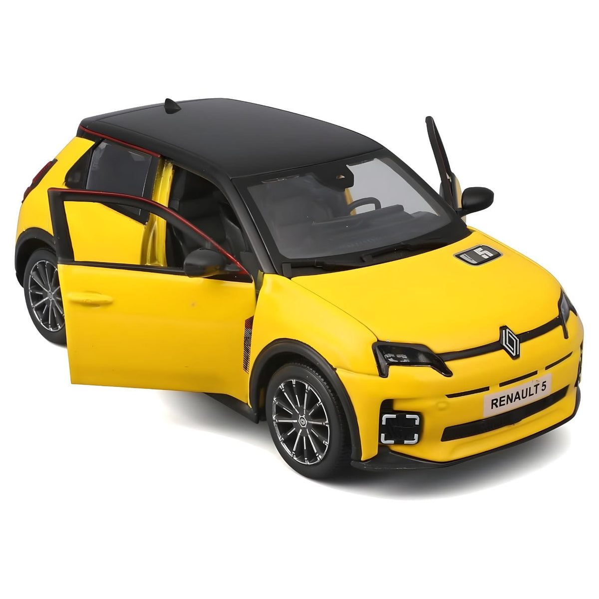 Carro em miniatura Renault 5 E-Tech da Bburago em amarelo e preto