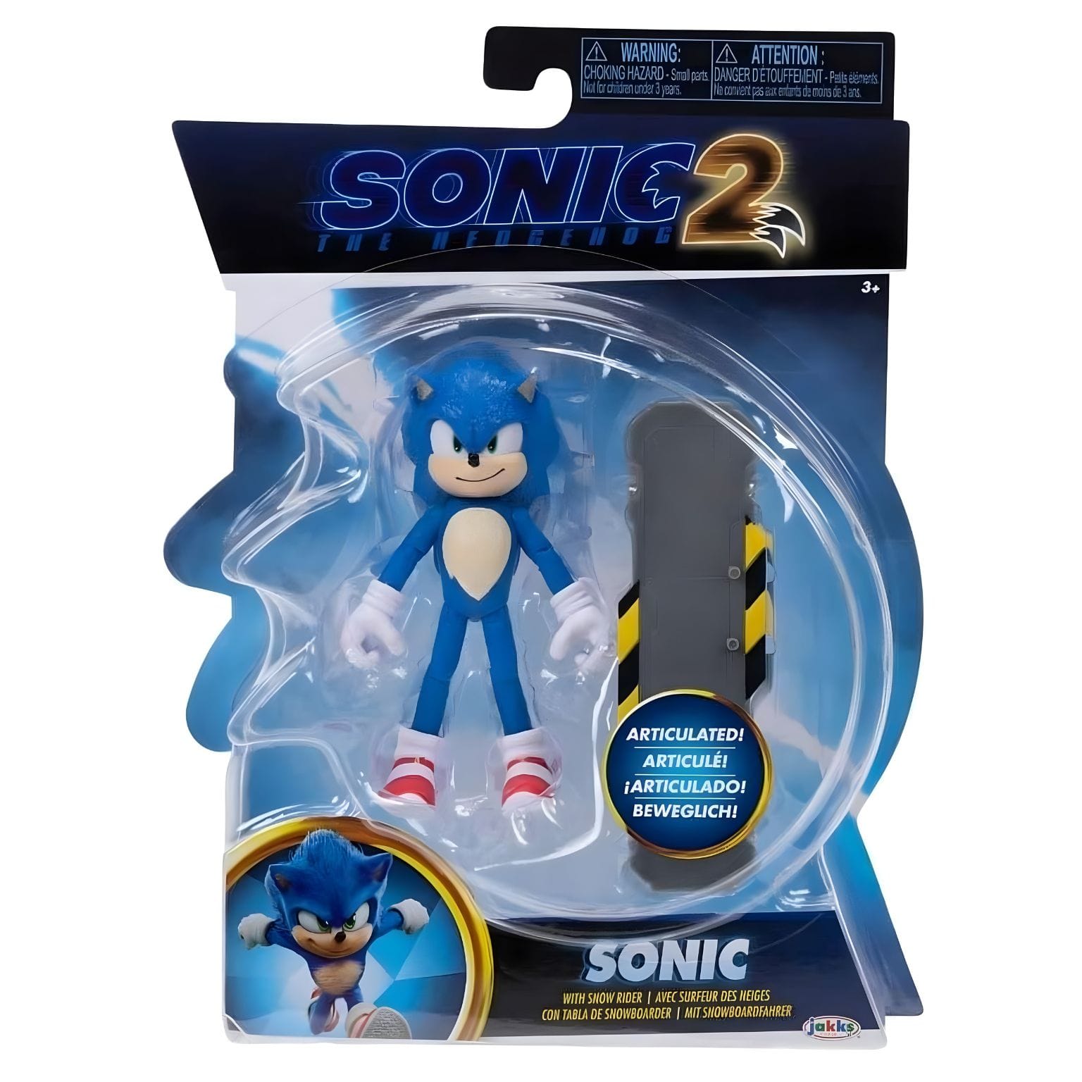 Figura Sonic The Hedgehog com prancha de snowboard