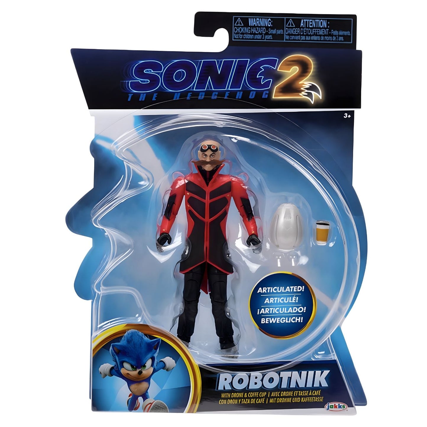 Figura Dr. Robotnik Sonic com drone e copo