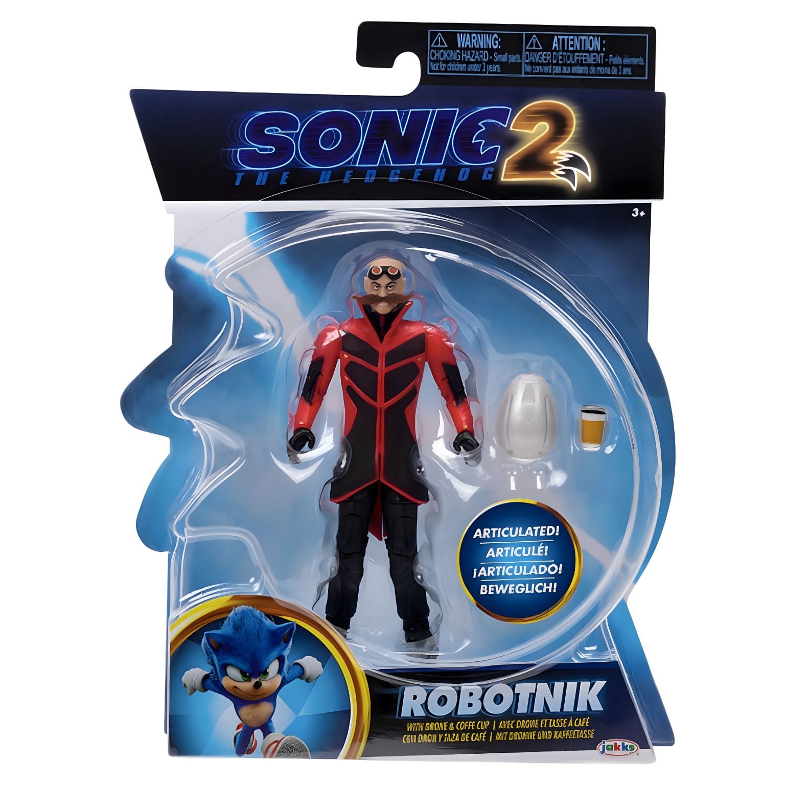 Figura Dr. Robotnik Sonic com drone e copo