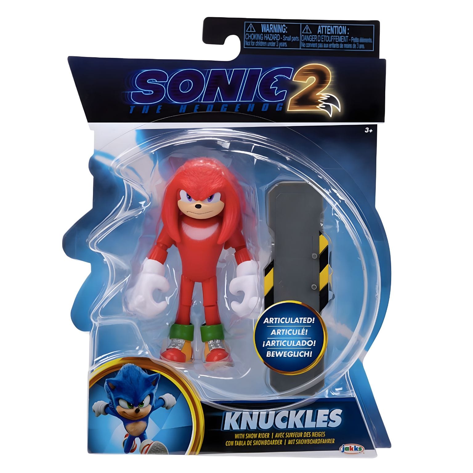 Figura Knuckles Sonic The Hedgehog com prancha de snowboard