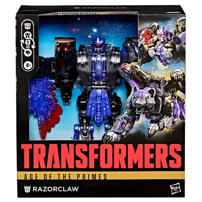 Transformers Age of the Primes Razorclaw en forma de robot y criatura con alas coloridas