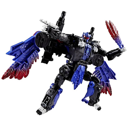 Transformers Age of the Primes Razorclaw en forma de robot y criatura con alas coloridas