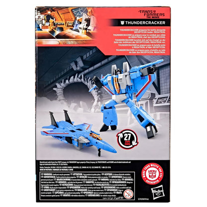Transformers Studio Series Thundercracker en modo robot y avión de combate azul