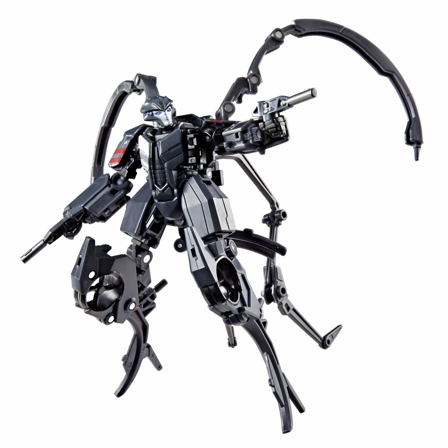 Transformers Studio Series Airachnid figura cinzenta em modo robô e modo drone na embalagem