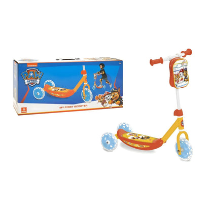 Patinete de 3 ruedas Patrulla Canina Mondo colores naranja amarillo azul con personajes