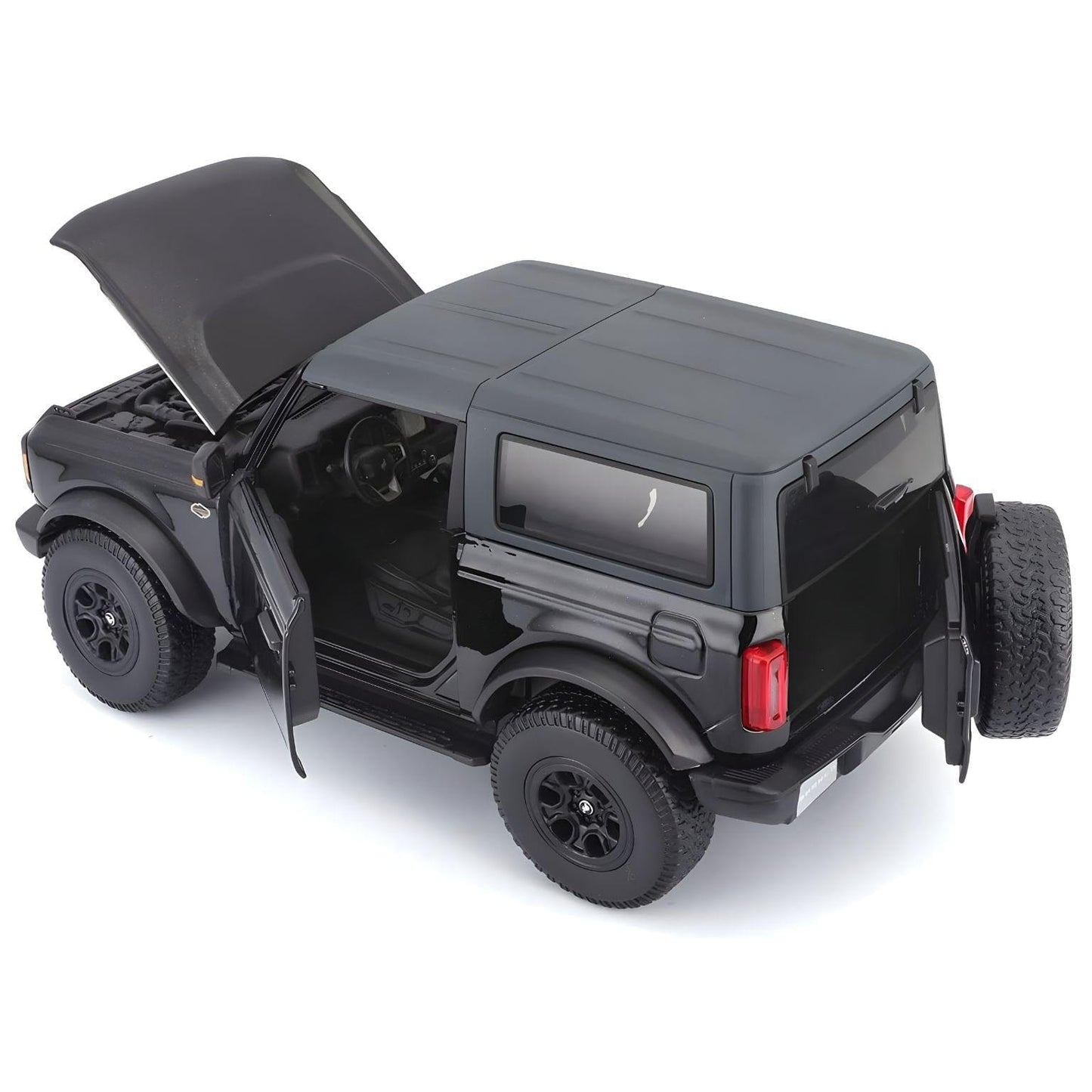 Apresentamos Ford Bronco Wildtrak 2021 Preto 1/18 com o SKU 133145625 recomendado para + 3 anos