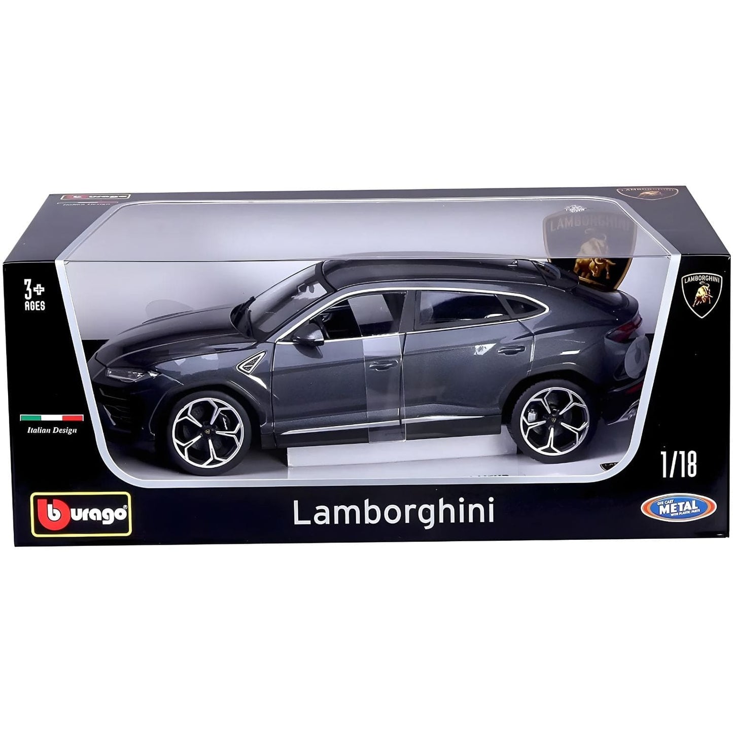 Apresentamos Lamborghin Urus preto 1:18 com o SKU 131104224 recomendado para + 3 anos