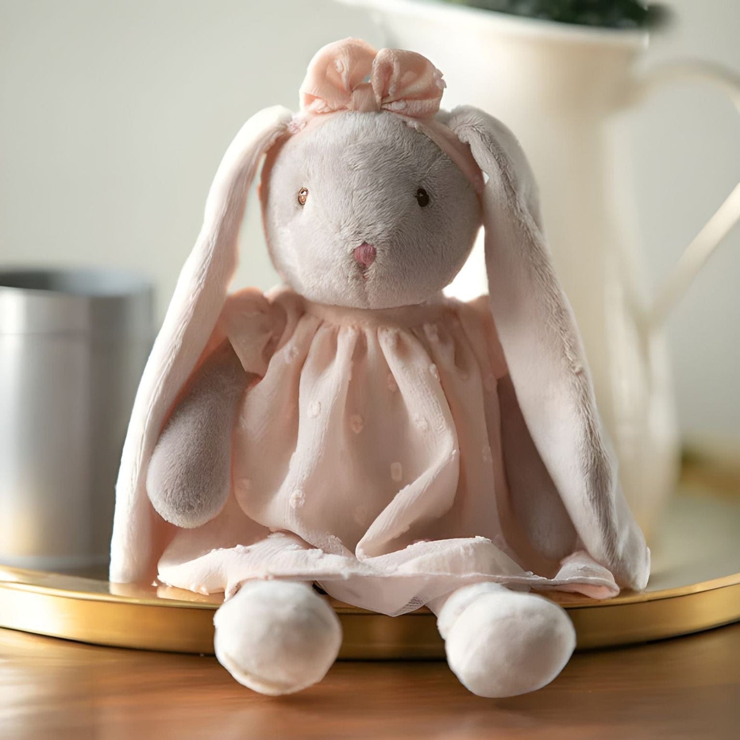 Apresentamos Coelho de peluche com vestido rosa 30 cm com o SKU 521909225 recomendado para + 0 meses