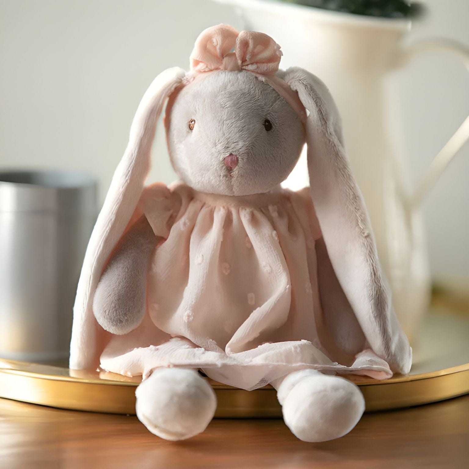 Apresentamos Coelho de peluche com vestido rosa 30 cm com o SKU 521909225 recomendado para + 0 meses