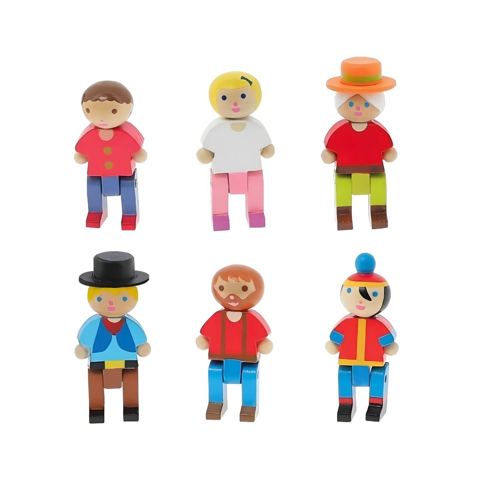 Apresentamos Conjunto de 6 personagens em madeira com o SKU 26827225 recomendado para + 3 anos