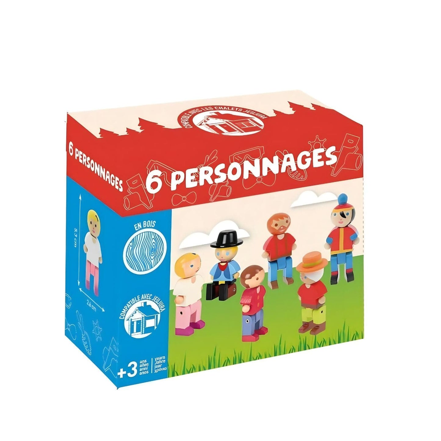 Apresentamos Conjunto de 6 personagens em madeira com o SKU 26827225 recomendado para + 3 anos