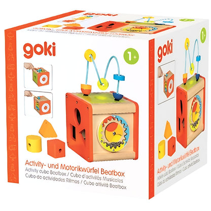 Cubo de actividades e ritmos, brinquedo infantil com diferentes faces para explorar