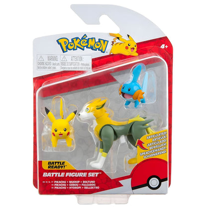 Presentamos Figuras de batalla Pokémon: Mudkip, Pikachu y Boltund con el SKU 23267622 recomendado para + 4 años