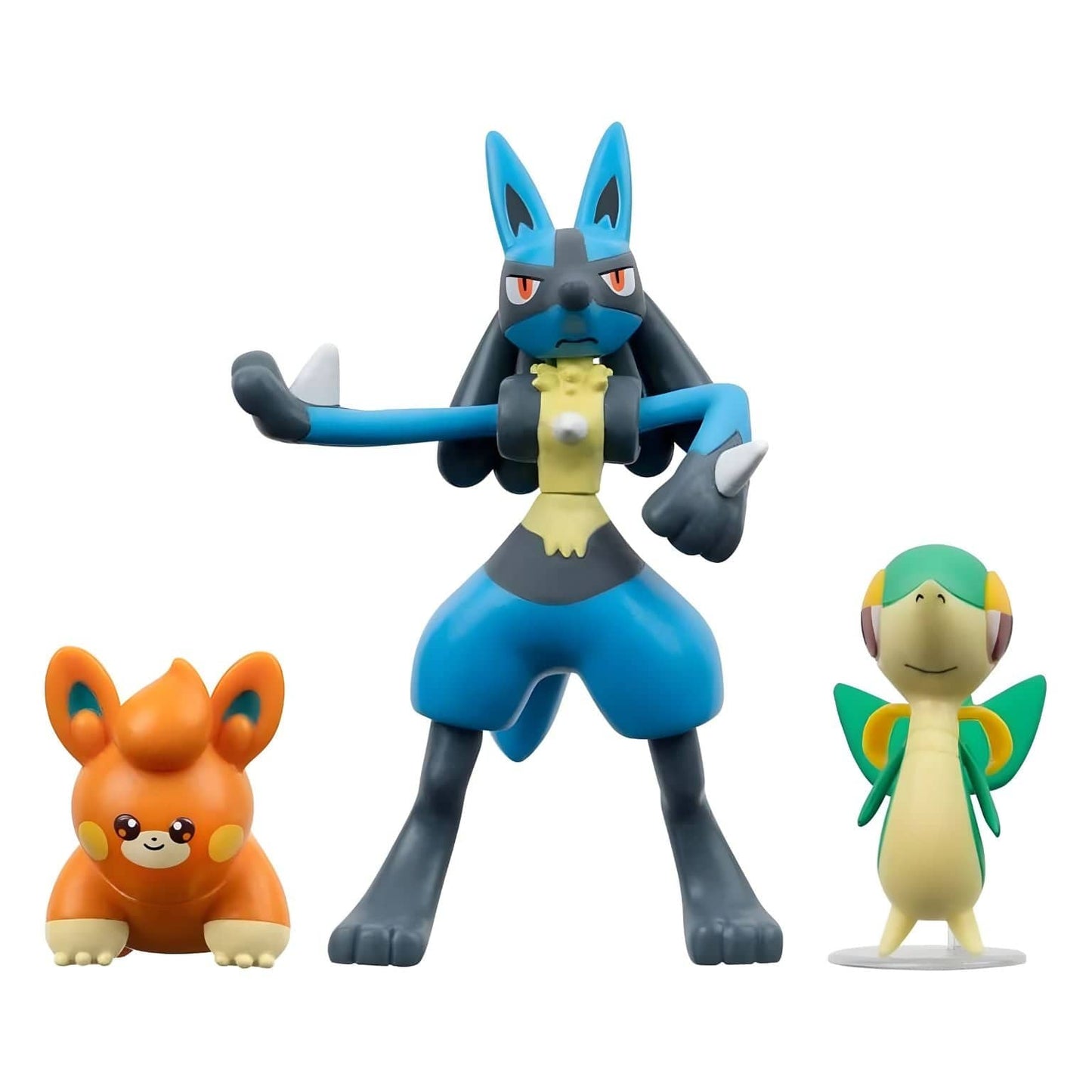 Apresentamos Figuras Pokémon - Snivy, Pawmi e Lucario com o SKU 23360324 recomendado para + 4 anos