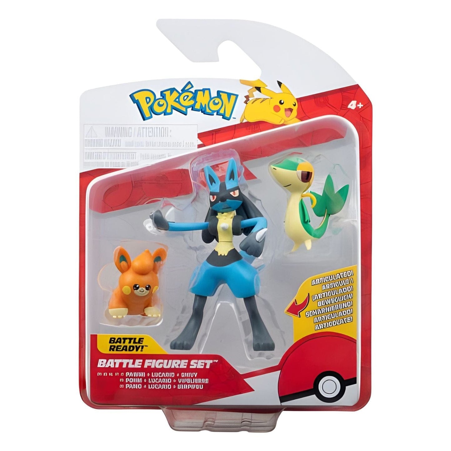 Apresentamos Figuras Pokémon - Snivy, Pawmi e Lucario com o SKU 23360324 recomendado para + 4 anos