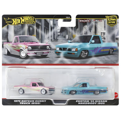 Presentamos Hot Wheels Car Culture - 1975 Datsun Sunny Truck (B120) y Custom 93 Nissan Hardbody (D21) con el SKU 771845424 recomendado para + 3 años
