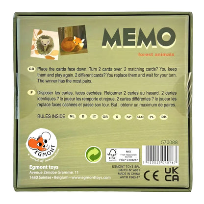 Juego de Memoria Animales del Bosque Egmont Toys cartas ilustradas de animales y hojas
