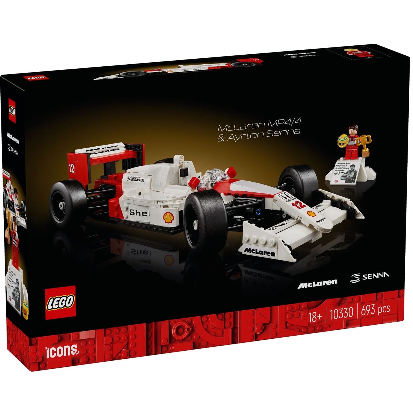 Apresentamos Lego Icons - McLaren MP4/4 e Ayrton Senna com o SKU 661033024 recomendado para + 14 anos