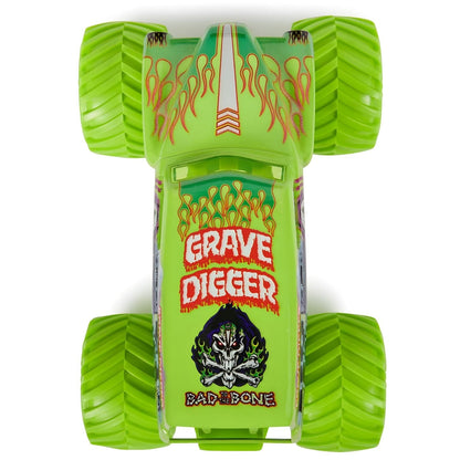 Monster truck Grave Digger verde visto de cima