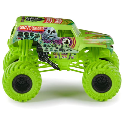 Monster truck Grave Digger verde, vista de lado
