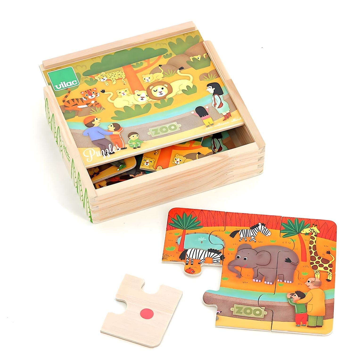 Apresentamos Puzzle de Madeira - Animais do Zoo com o SKU 26264224 recomendado para + 2 anos