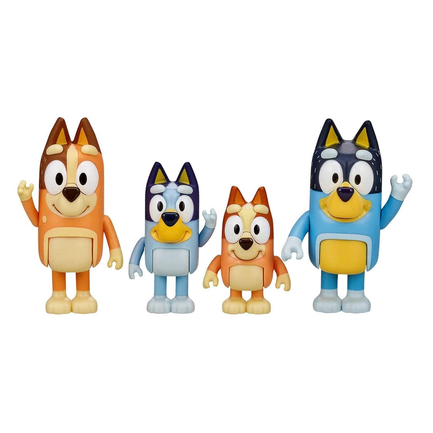 Vista do conjunto Bluey e Família com Bluey, Bingo, Bandit e Chilli