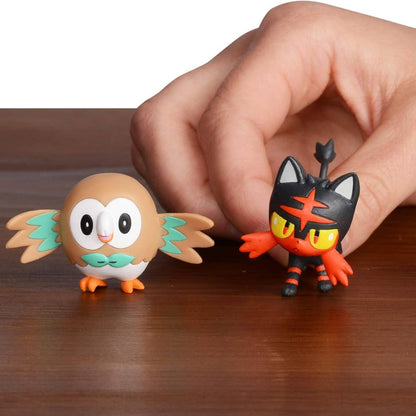 Figura Pokémon Rowlet y Litten de Jazwares en pack de batalla con Rowlet y Litten