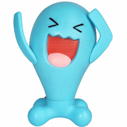 Figura de batalla Pokémon Wobbuffet azul con brazos levantados en embalaje oficial