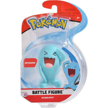 Figura de batalha Pokémon Wobbuffet azul com braços levantados em embalagem oficial