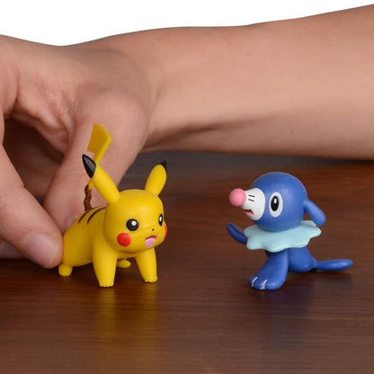 Figuras Pokémon Pikachu y Popplio en pack de juego para niños