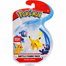 Figuras Pokémon Pikachu e Popplio em pack de brincadeira para crianças