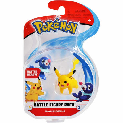 Figuras Pokémon Pikachu y Popplio en pack de juego para niños